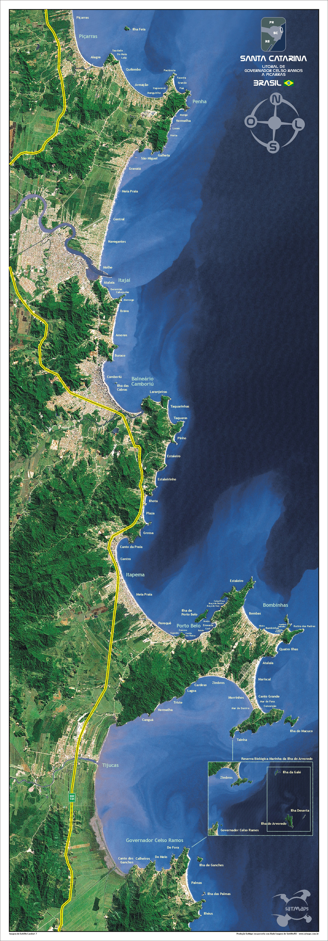 Poster Gov. Celso Ramos a Picarras - Imagem de satelite LandSat 7